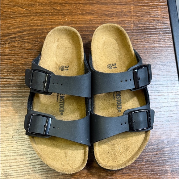 Birkenstock Other - Birkenstock Kids Black Two-Strap Cork Footbed Sandals